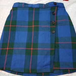 SO Blue and Green Plaid Mini Skirt
